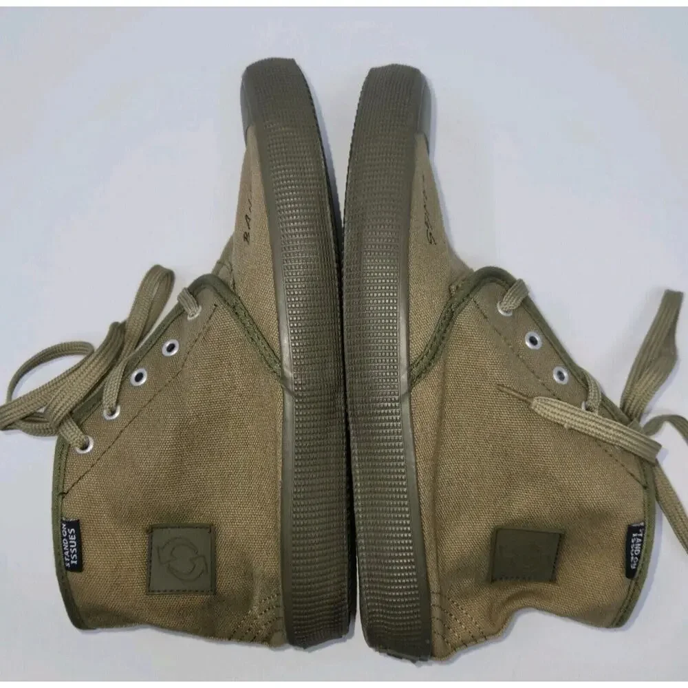 Bangs High-top Canvas Sneakers Khaki Shoes 